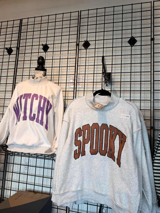 Spooky/Witchy Reversible Mock Neck Sweatshirt